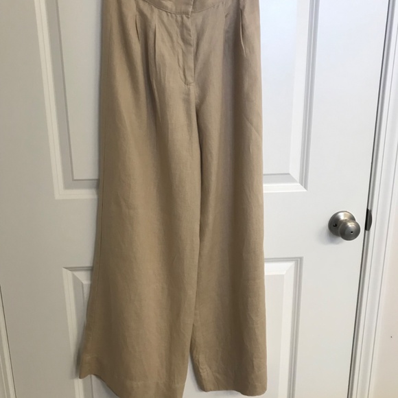 Magaschoni 100% pure linen taupe wide leg trouser, NWT, XS - Picture 3 of 11
